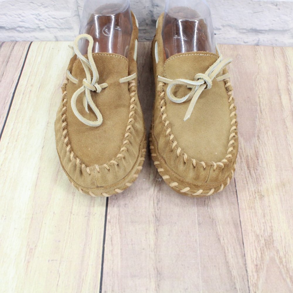 LL BEAN Brown Wicked Good Original Camp Mocs Slippers Deerskin Lined 7 - Picture 5 of 9